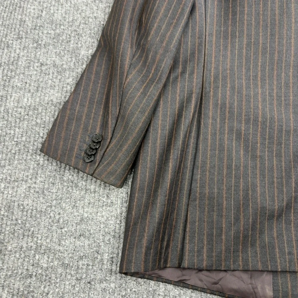 Ermenegildo Zegna Blazer Mens 52R Grey 100% Wool Pinstripe 3 Button Luxury Style